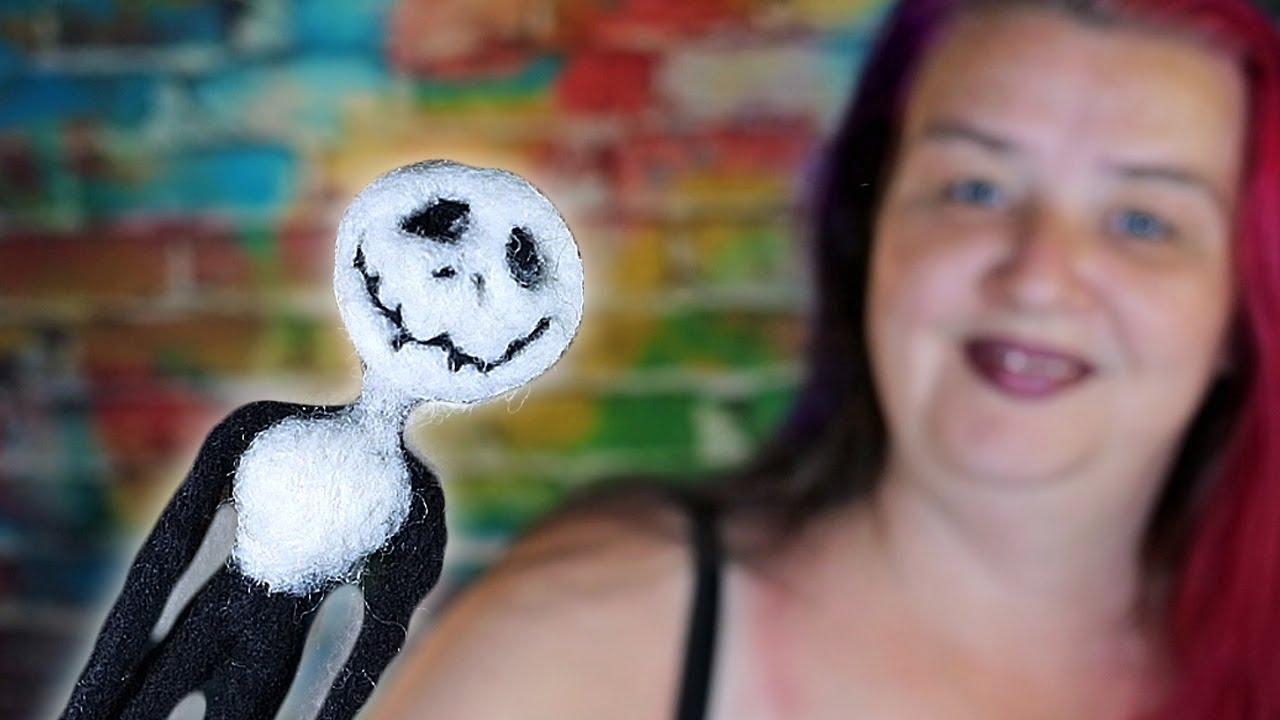 Needle felted jack skellington face