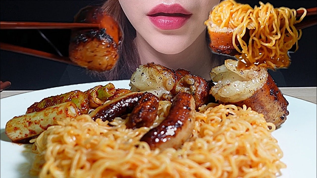 ASMR 기름줄줄 통대창 BEEF INTESTINES MUKBANG #통대창 #비빔면