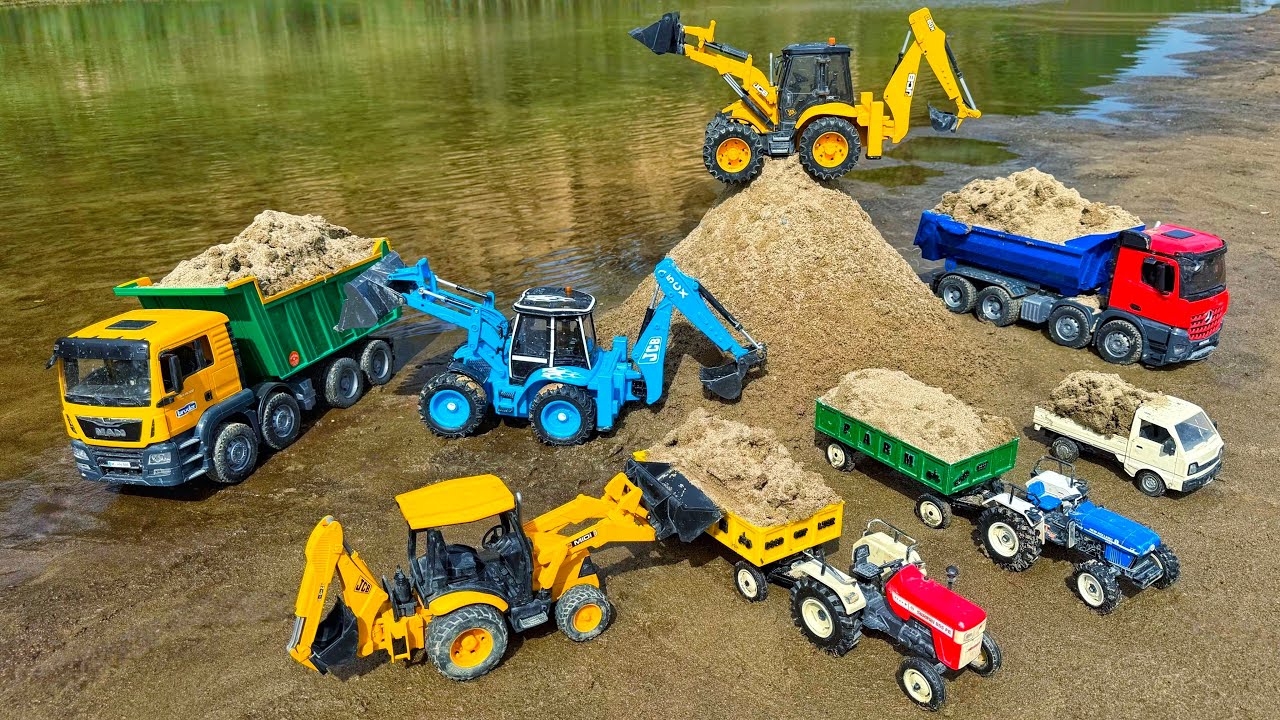 Jcb Loading Sand BharatBenz Truck Swaraj Tractor Pickup Tipper? Jcb Ki Khudai | Jcb Tractor Cartoon