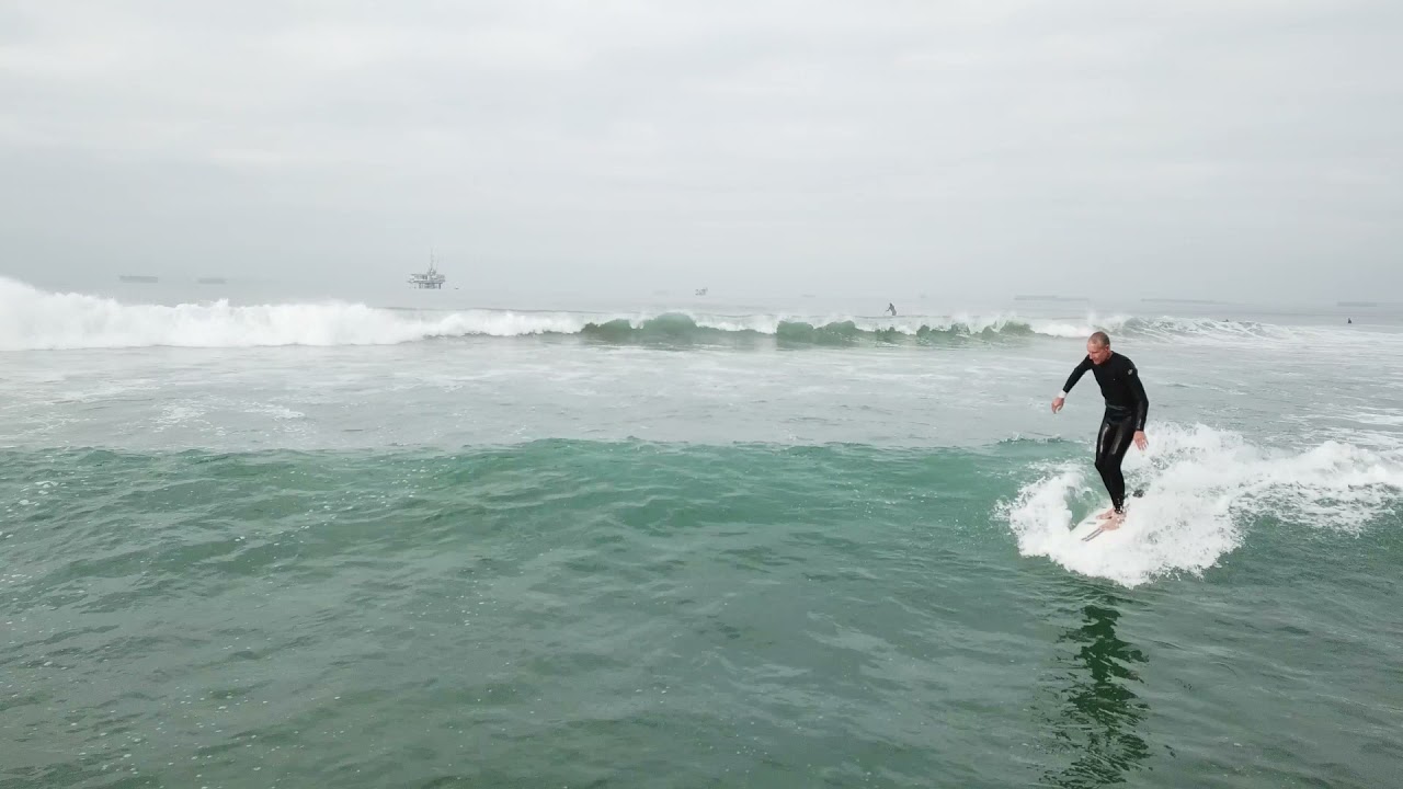 Huntington Beach Cliffs Surfing Drone View 11-17-21