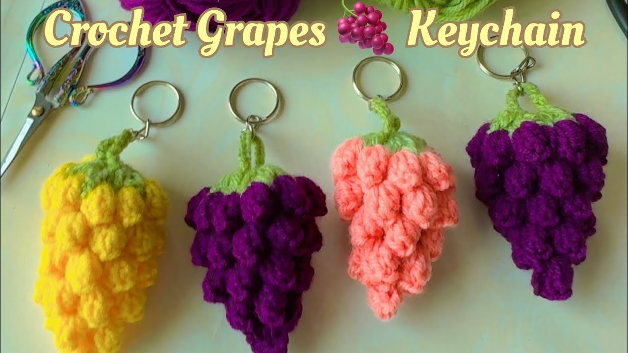 How to make Crochet Grapes 🍇 Keychain / step by step tutorial for Beginners _ friendly #crochet