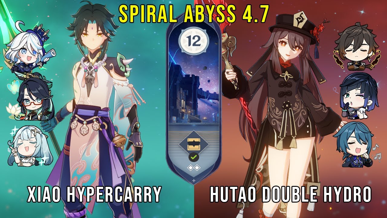 C0 Xiao Hypercarry and C1 Hutao Double Hydro | Genshin Impact Abyss 4.7 Floor 12 9 Stars