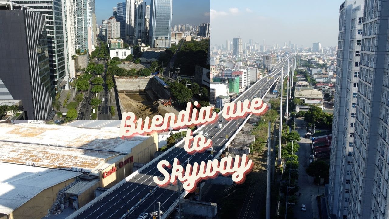 Aerial View of Makati Business District. Buendia Avenue going to Skyway.