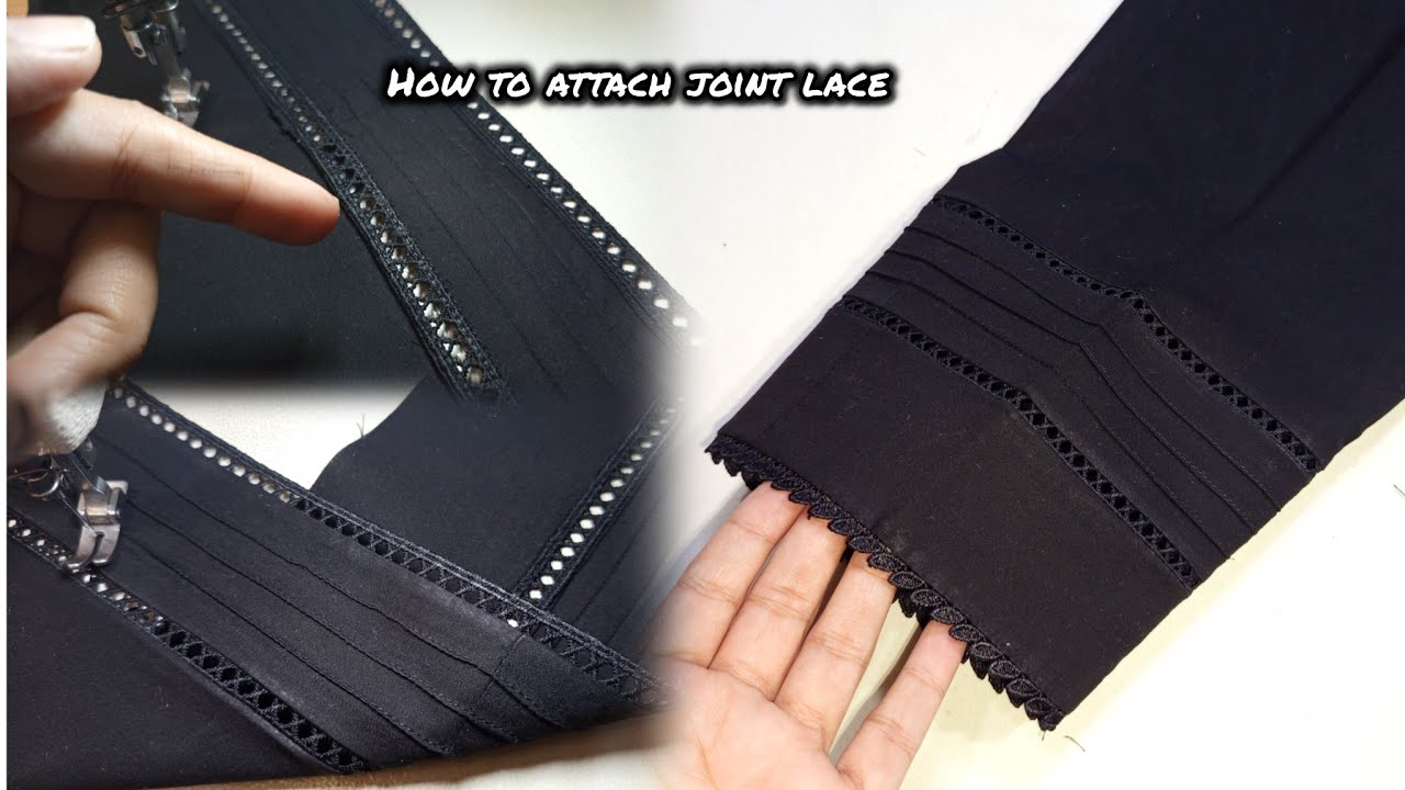 Joint lace trouser design with easy measurement  for beginners || #cuttingandstitching #panttrouser 