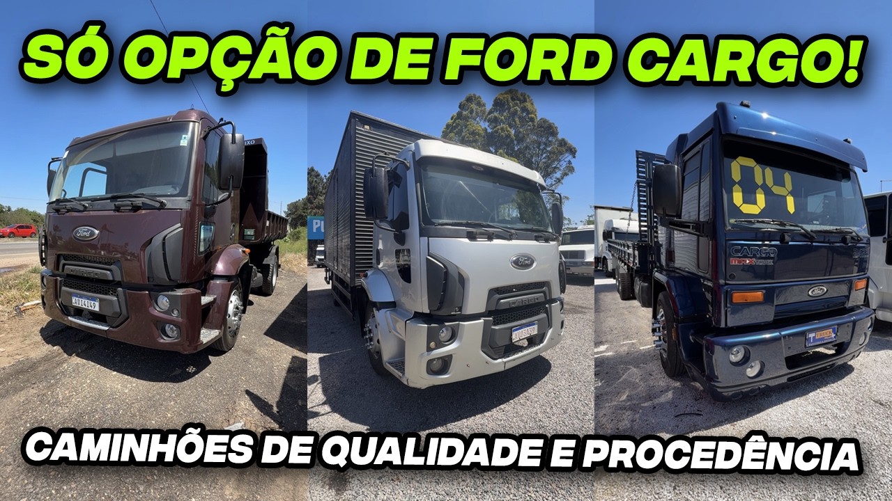 Só Ford Cargo de qualidade – baú, caçamba e carroceria no estoque