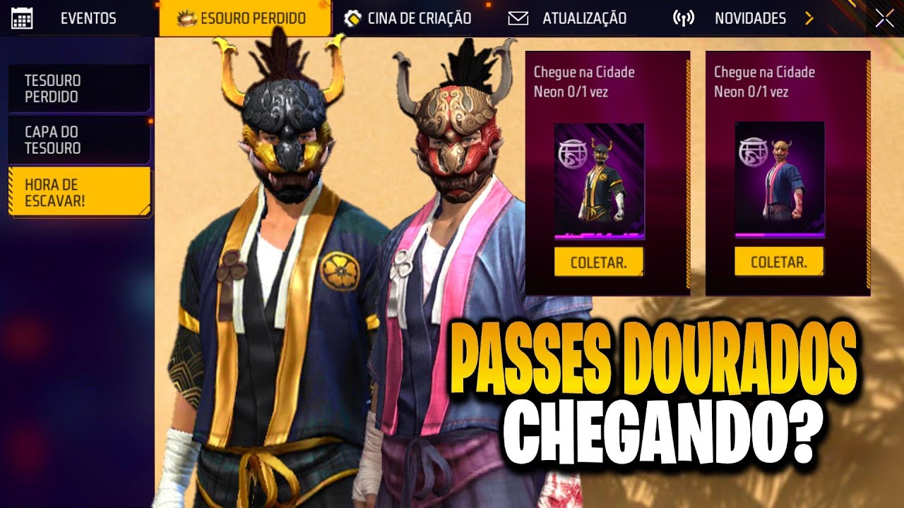 URGENTE! CHEGADA DOS PASSES DOURADOS? E PASSE DE ABRIL COMPLETO NO FREE FIRE