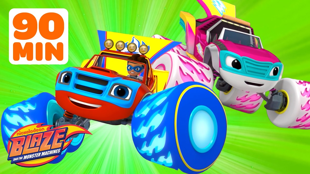 Blaze and Watts BEST Rescues and Adventures! ❤️🩷 #2 | 90 Minutes | Blaze and the Monster Machines