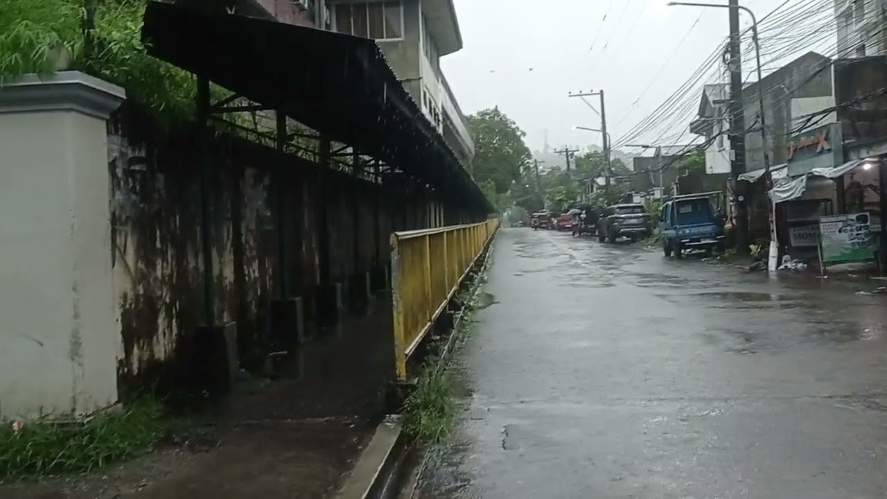 Rain on empty road 