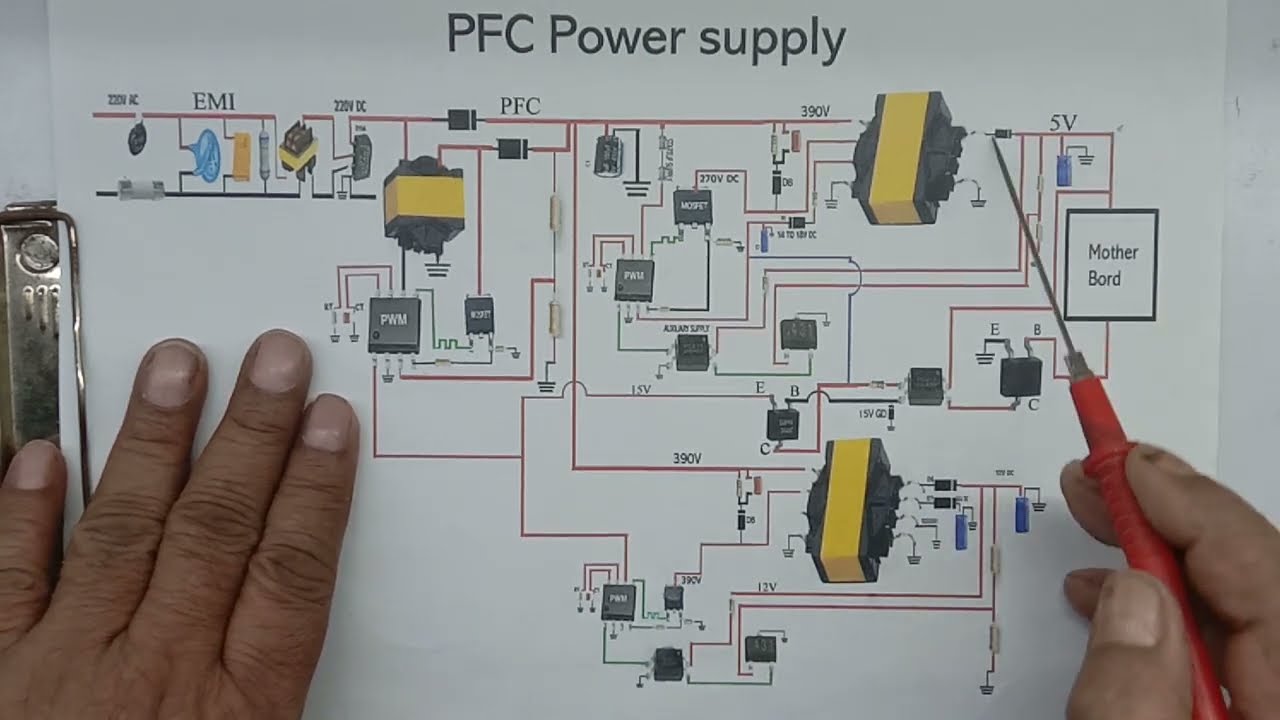 led lcd की PFC पावर सफलाई बेसिक आधुनिक डायग्राम के साथ सीखिए... youtube पर पहली वार.....