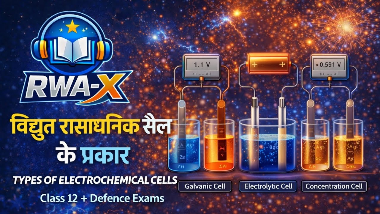 ⚡ विद्युत रासायनिक सेल के प्रकार | Class 12 + All Defence Exams | RWA-X