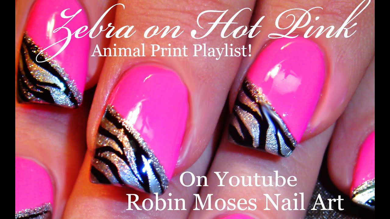 Zebra Print on HOT Pink Nails | Neon Animal Nail Art Design Tutorial