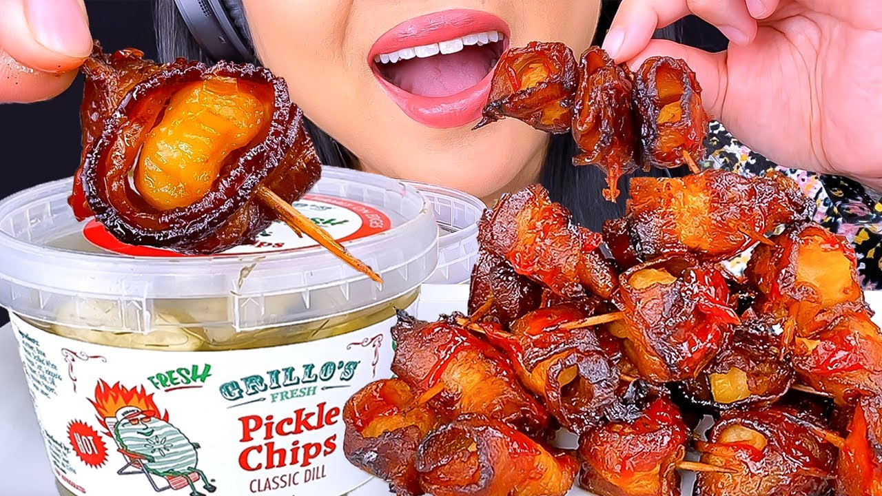 ASMR BACON AND GRILLOS HOT PICKLES ASMR | Eating Sounds | ASMR Phan