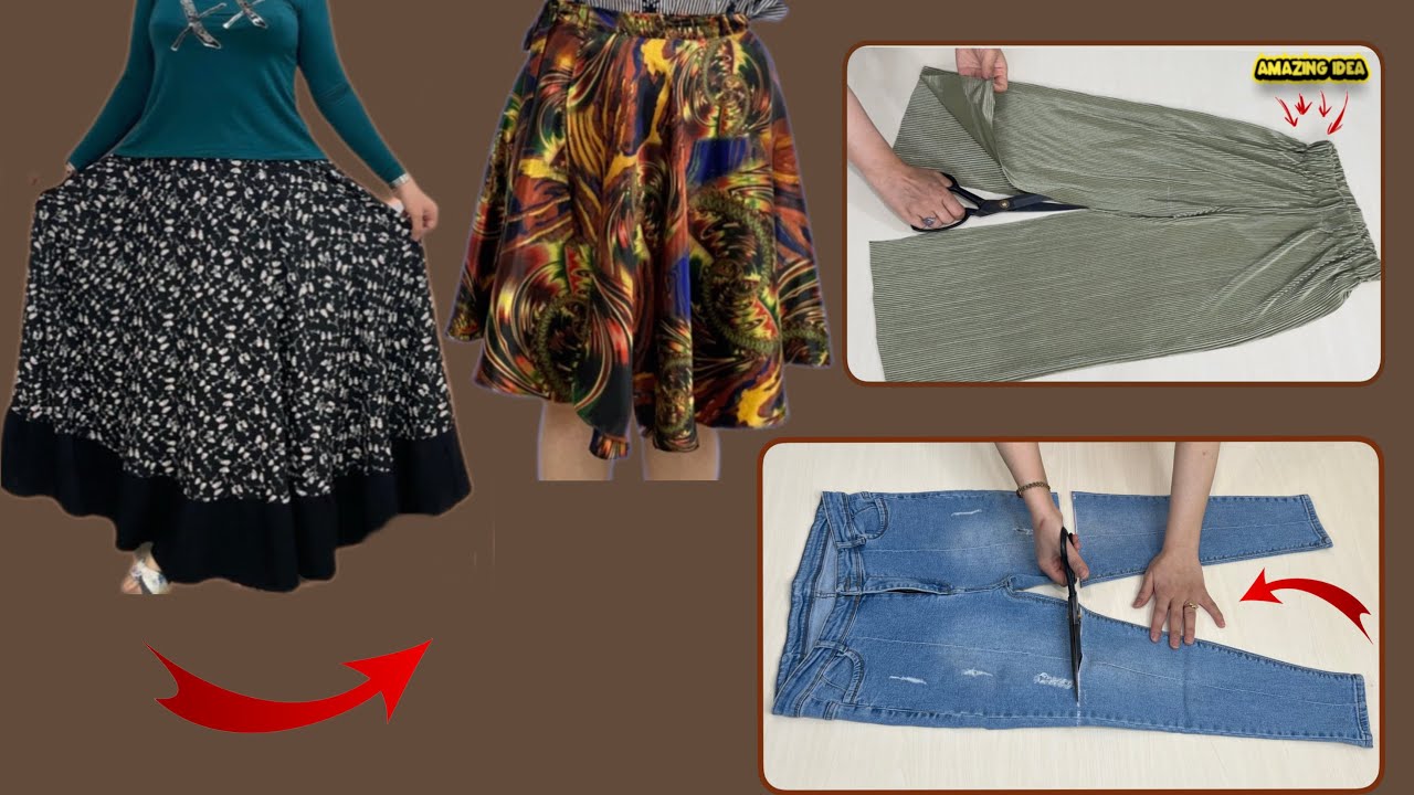 ✅💥 [DIY] Easy and amazing ideas ♻️ How can we turn old clothes into beautiful skirts? Recycling ✂️