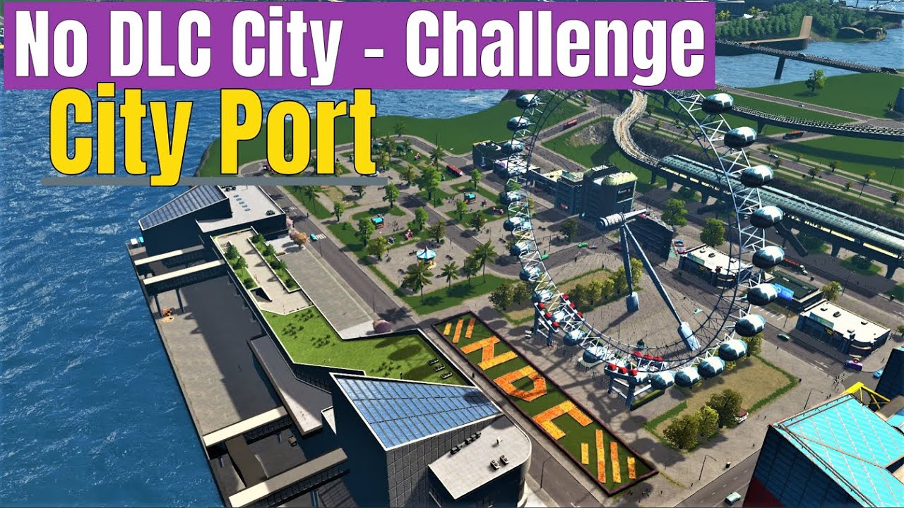 Passanger and cargo harbor with bonus builds - Cities Skylines, No DLC City, vanilla, no mods,ep21