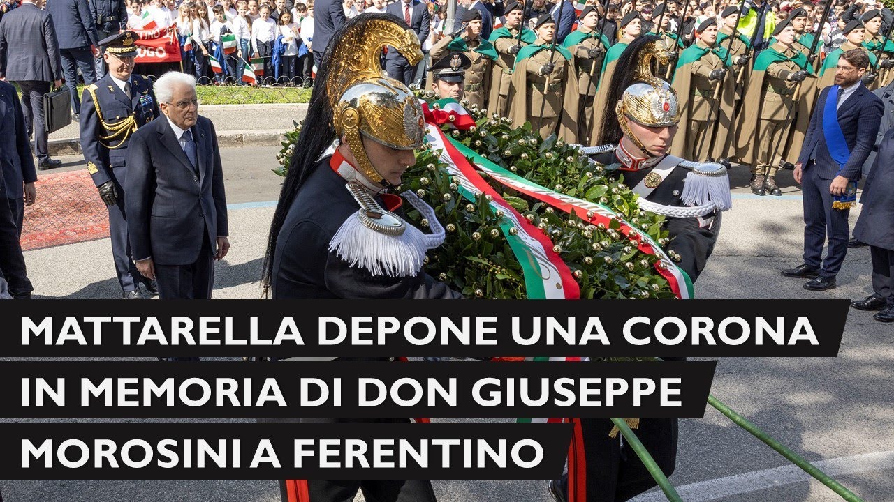 Mattarella depone una corona d’alloro in memoria di Don Giuseppe Morosini a Ferentino