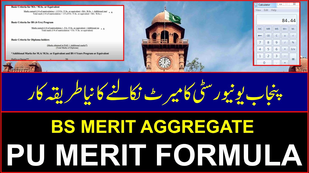 PU Merit Calculation 2020 For BS | PU Aggregate Calculations | Punjab University Merit Calculator