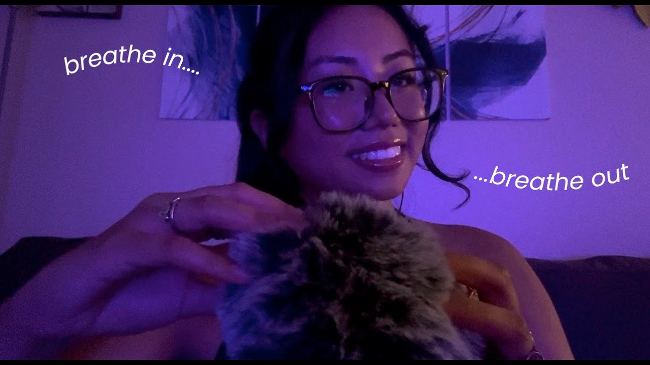 ASMR | guided breathing w/ fluffy mic massage