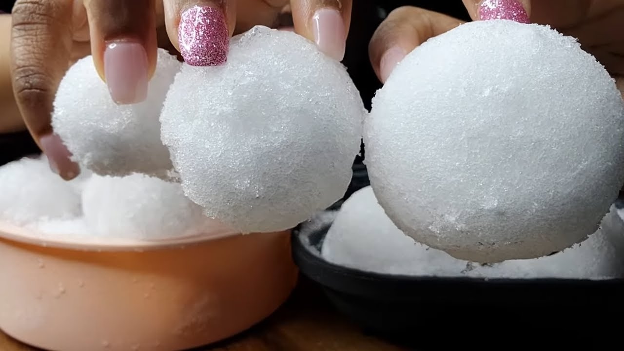 CRUNCHY HUMIDIFIER FROST BALLS | COLLAB WITH @IceBabyGirl |  #iceeating #asmr #asmrice