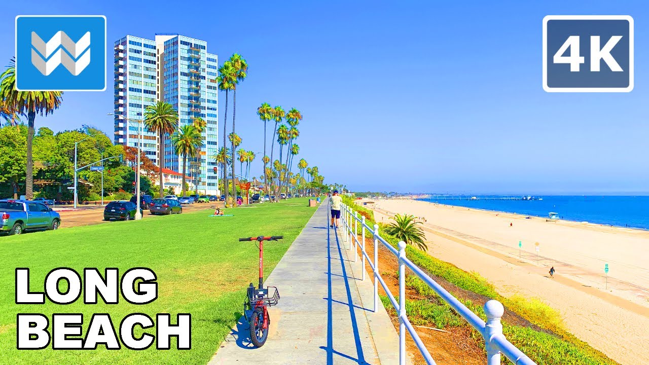 [4K] Bluff Park to Belmont Pier in Long Beach, California USA - Scenic Beach Walking Tour 🎧