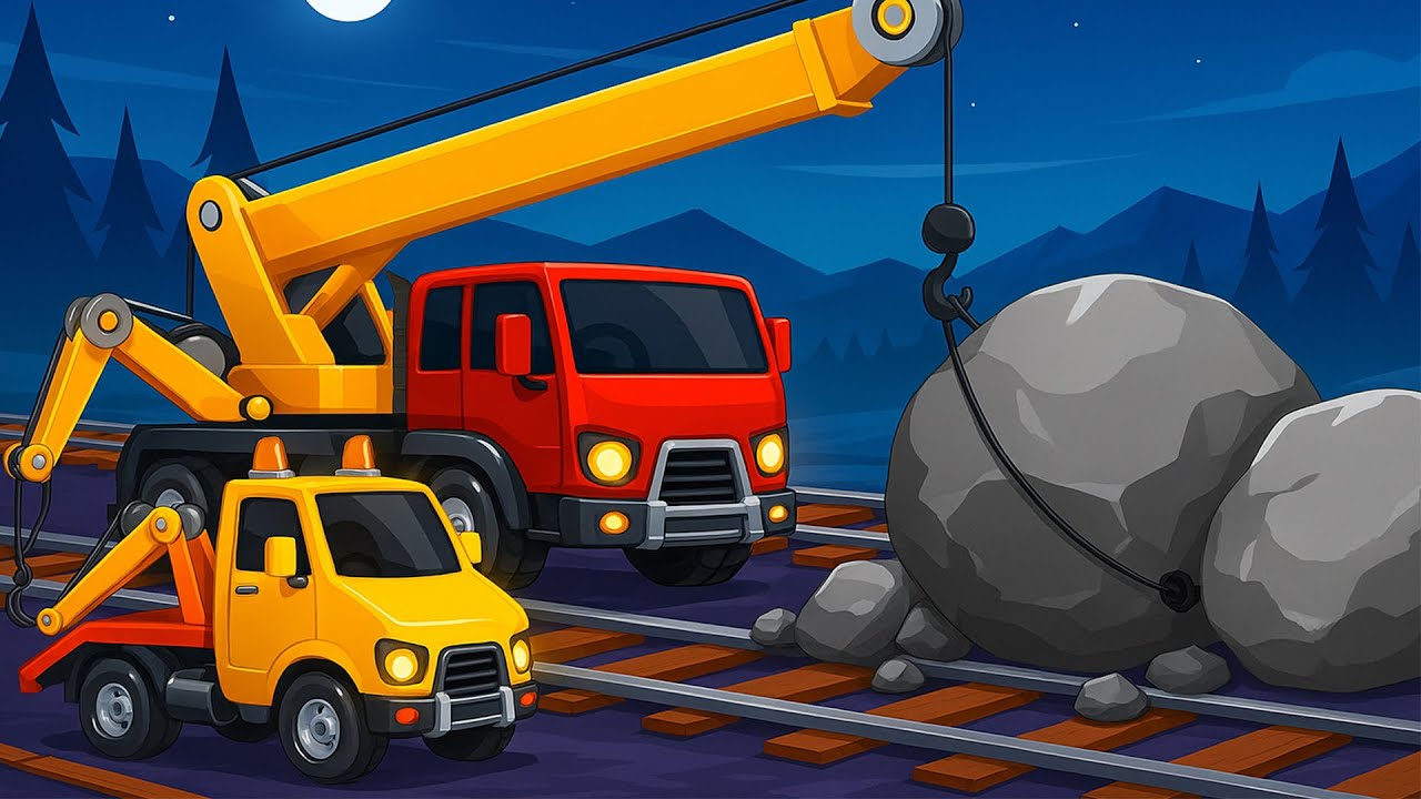Night Rescue: Can the Train Route Be Saved in Time? 🌙🚨 | Funny Cars Cartoon