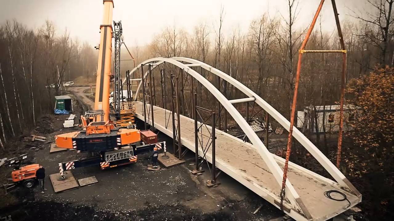 AJM Montáž mostu pro cyklisty Ostrava 2014 TEREX DEMAG AC 250-1 + EXPLORER 5800