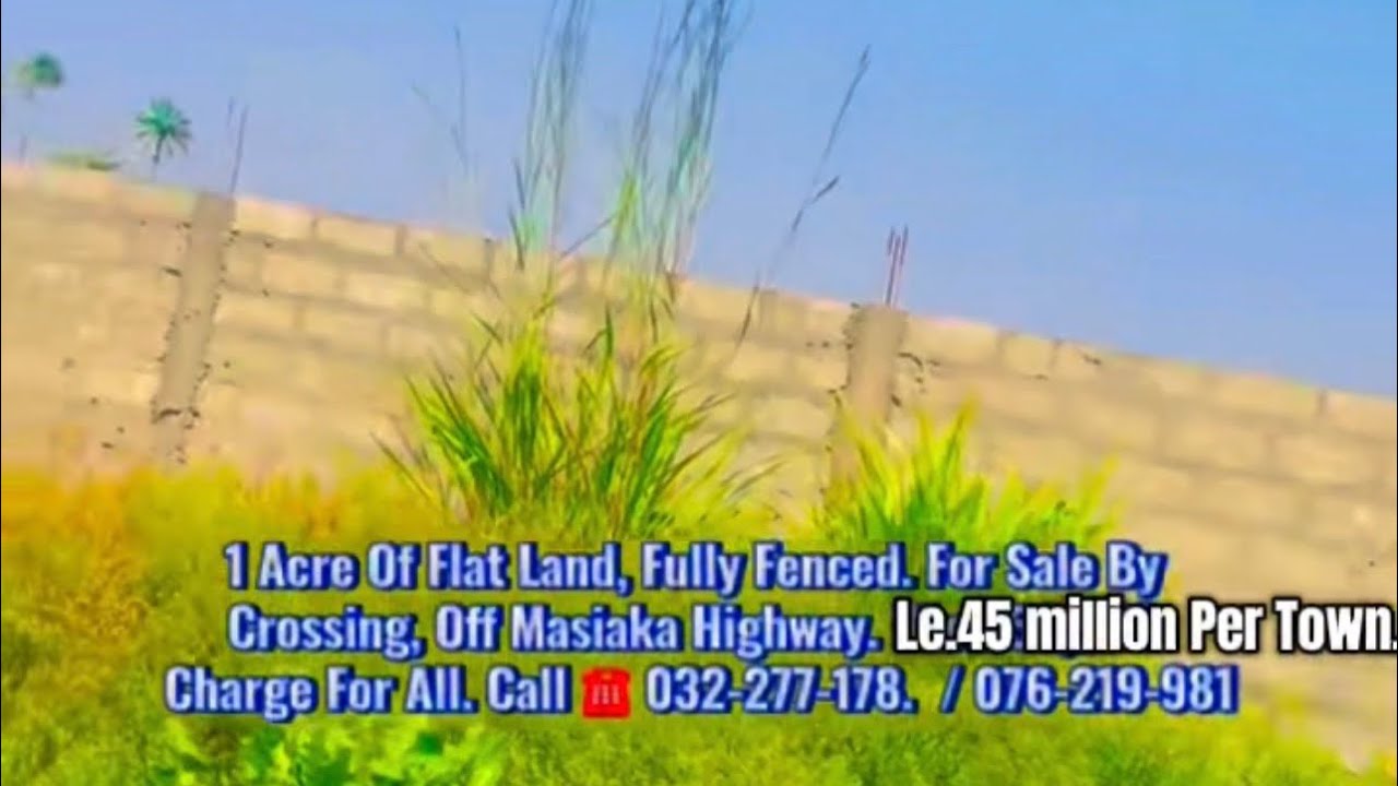 One acre of flat and fully fenced land for SALE at Waterloo, Freetown. 