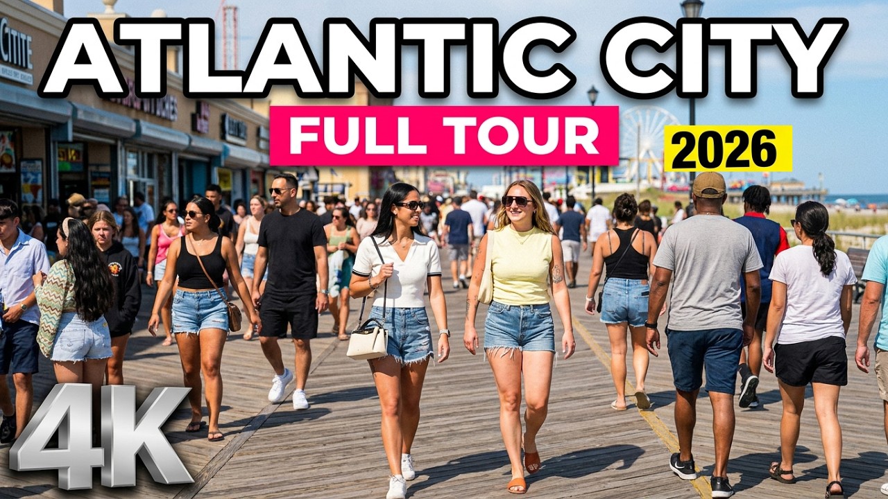 Atlantic City NJ Boardwalk Walking Experience 2026 [ 4K ]