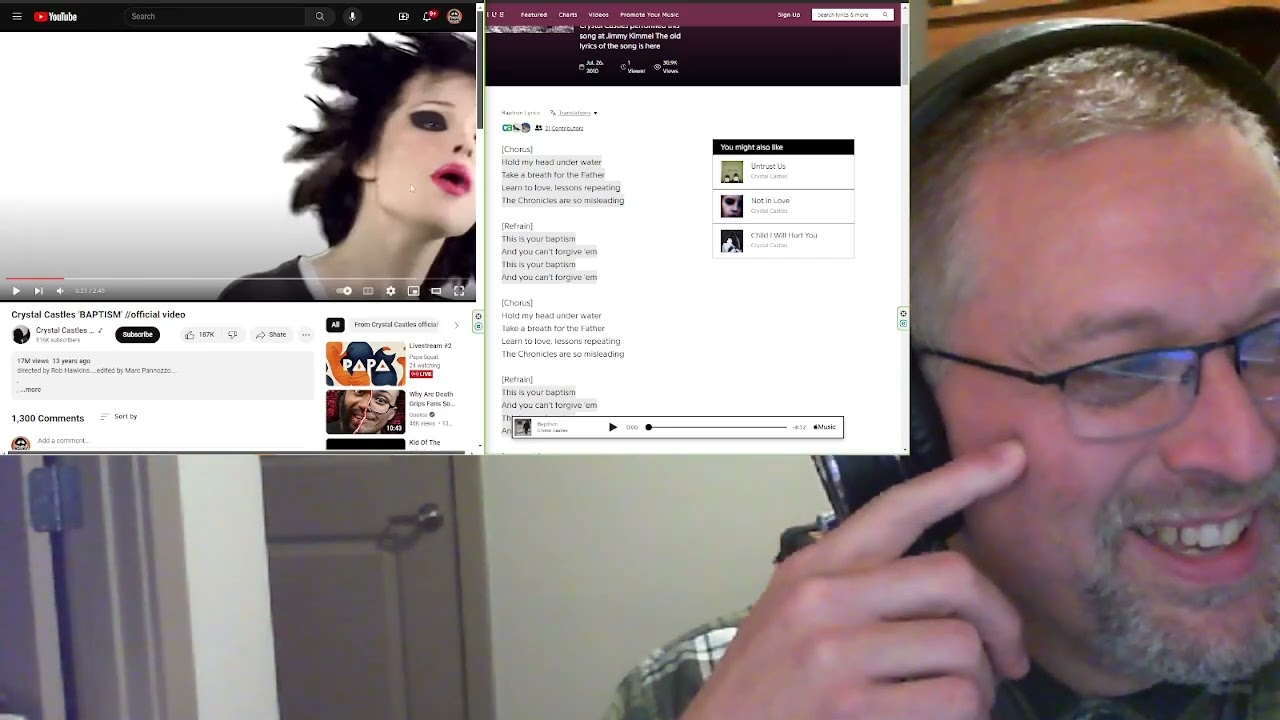 “Baptism” by Crystal Castles from Livestream #2 #reaction #firsttimehearing