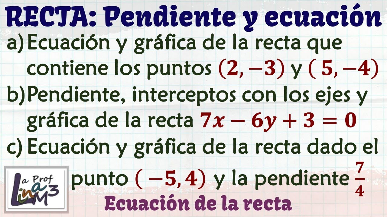 Ecuación de la recta aplicado a la geometría analítica | La Prof Lina M3