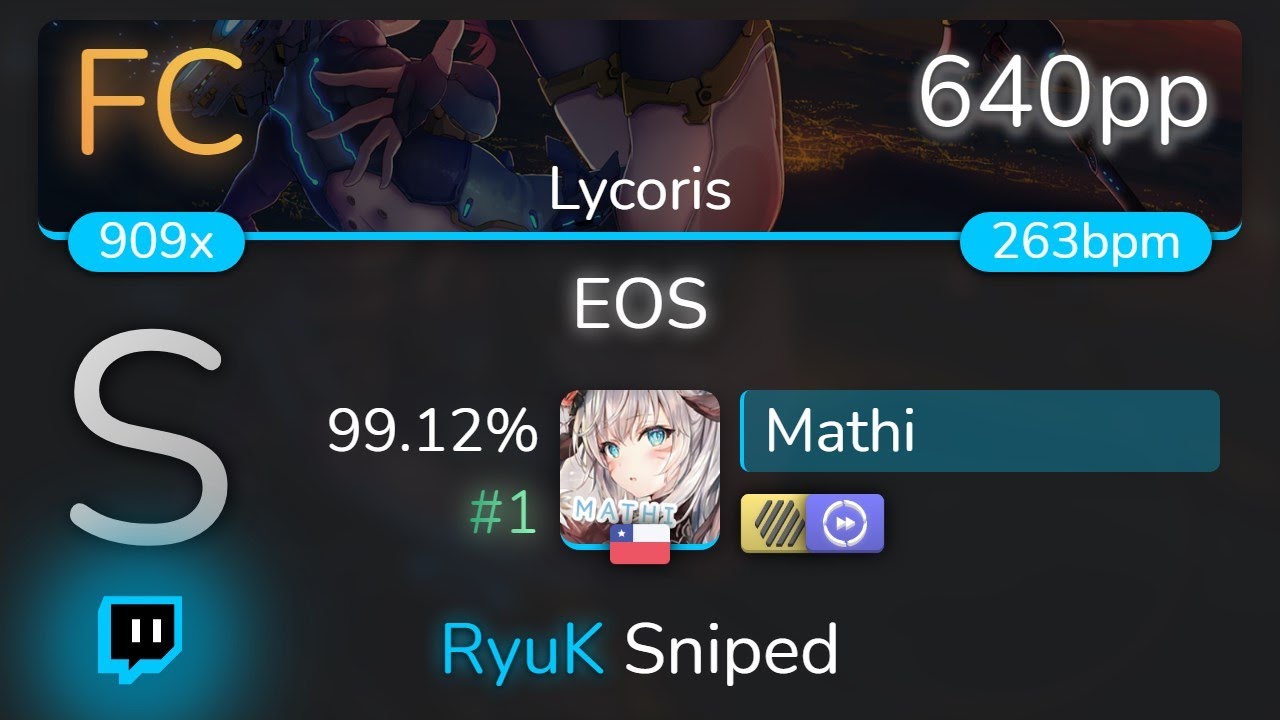 [Live] Mathi | ginkiha - EOS [Lycoris] +HDDT 99.12% {#1 632pp FC} - osu!
