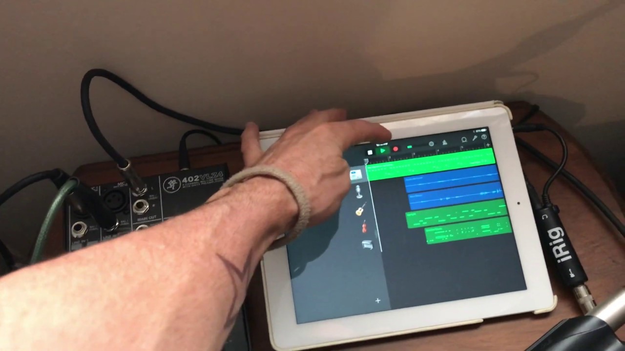 +/- $300 Bedroom Recording Studio Rig using GarageBand, iPad, 4 ch. Mackie, iRig and a Shure SM86