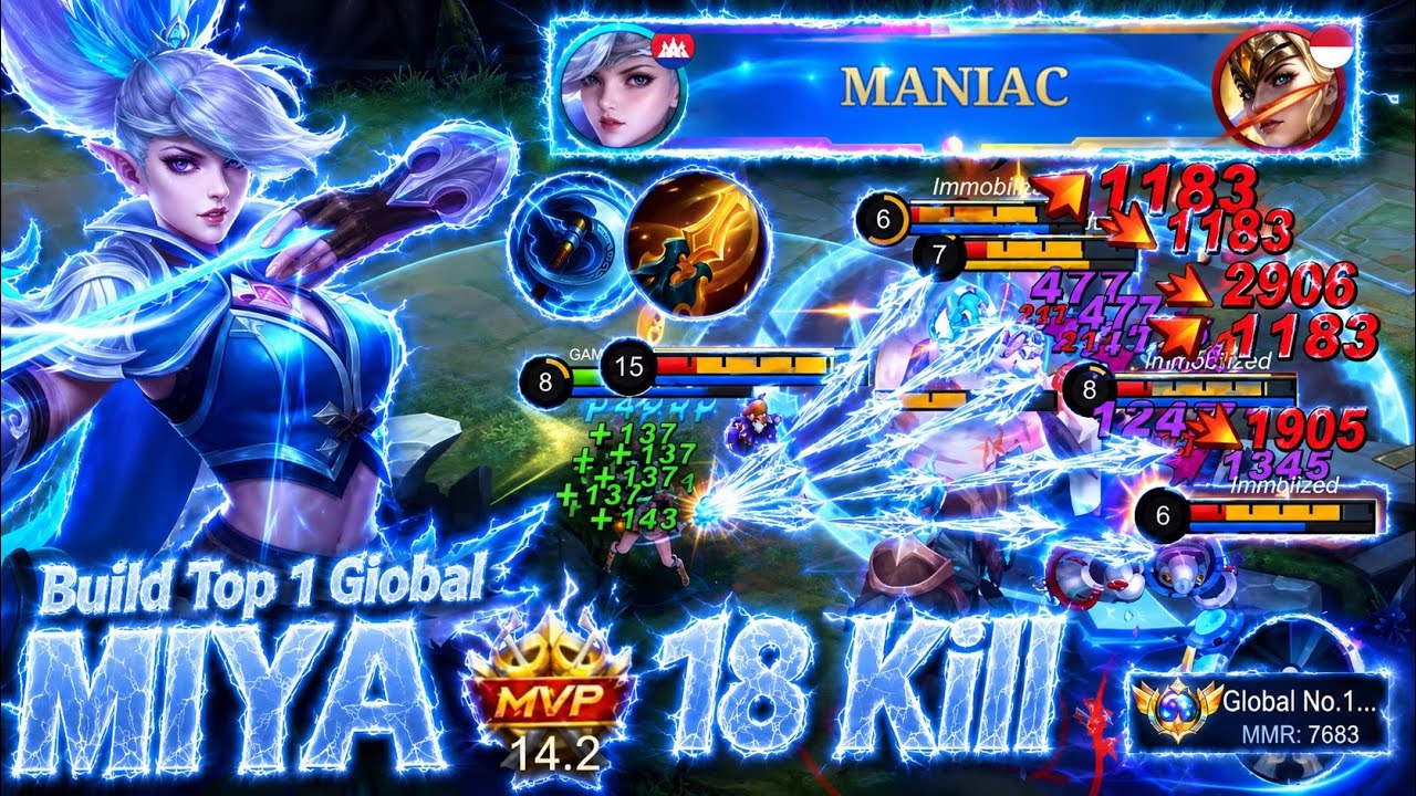 Almost Savage!! Miya Monster Marksman Gold Lane With WTF Critical Built Top 1 Global - MLBB 