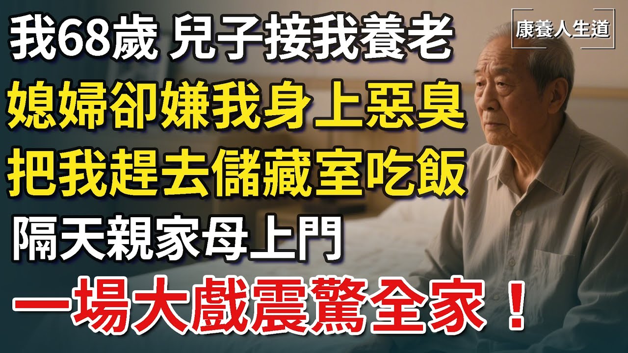 我68歲，兒子主動接我養老，媳婦卻嫌我身上惡臭，把我趕去儲藏室吃飯，隔天親家母上門，一場大戲震驚全家！​【康養人生道】 #康養人生道 #上了年紀該明白的事 #養老 #聰明老人 #長壽秘密#晚年幸福