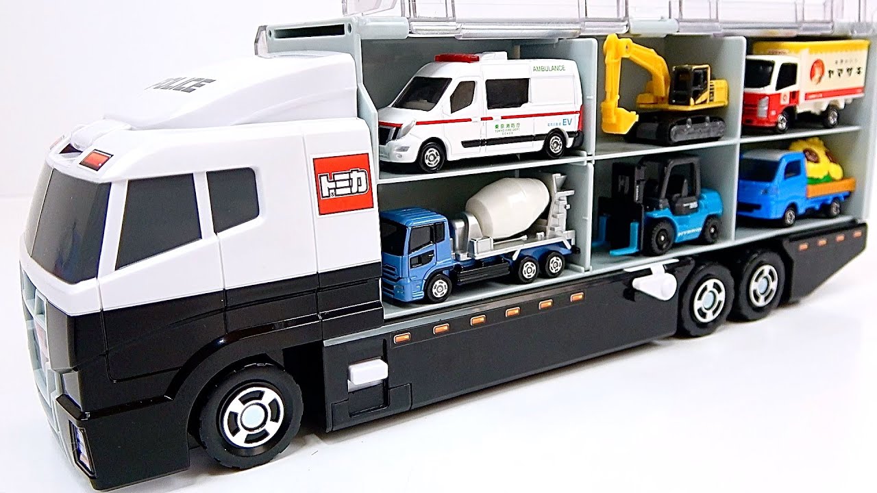 トミカ☆トミカのミニカーを開封して警察カラーのコンボイへ収納。