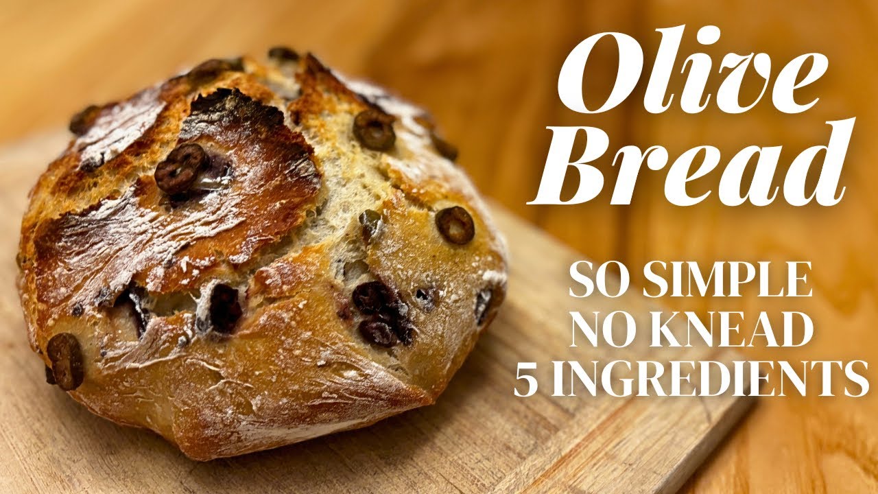 World’s Easiest Artisan Olive Bread (Only 5 Ingredients!) No Kneading 