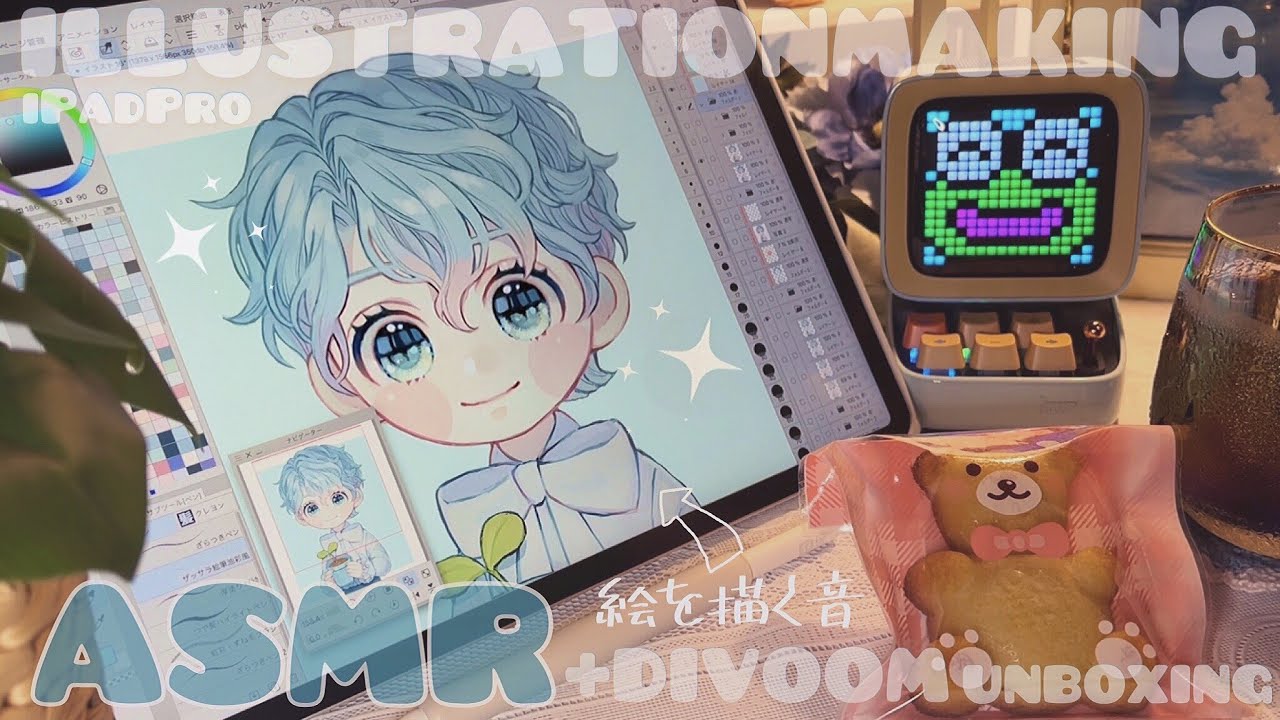 [ASMR] Звук рисования на ipad ❄️ Divoom unboxing [SUB￤work/sleep BGM]