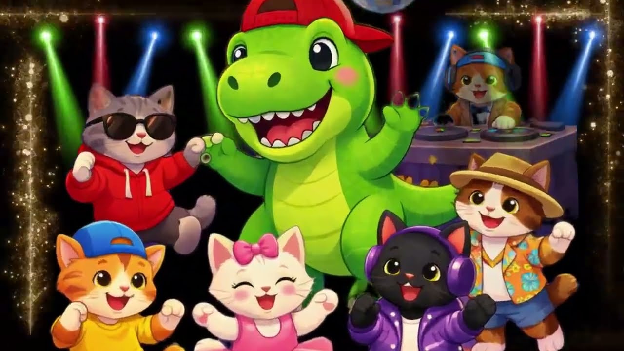 Cats and T-Rex Dance Song | Fun Music for Kids