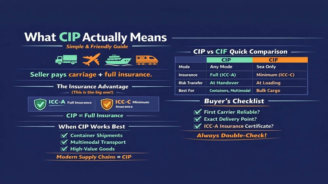 CIP Incoterm Explained: The Safest Choice You’re Probably Misusing!