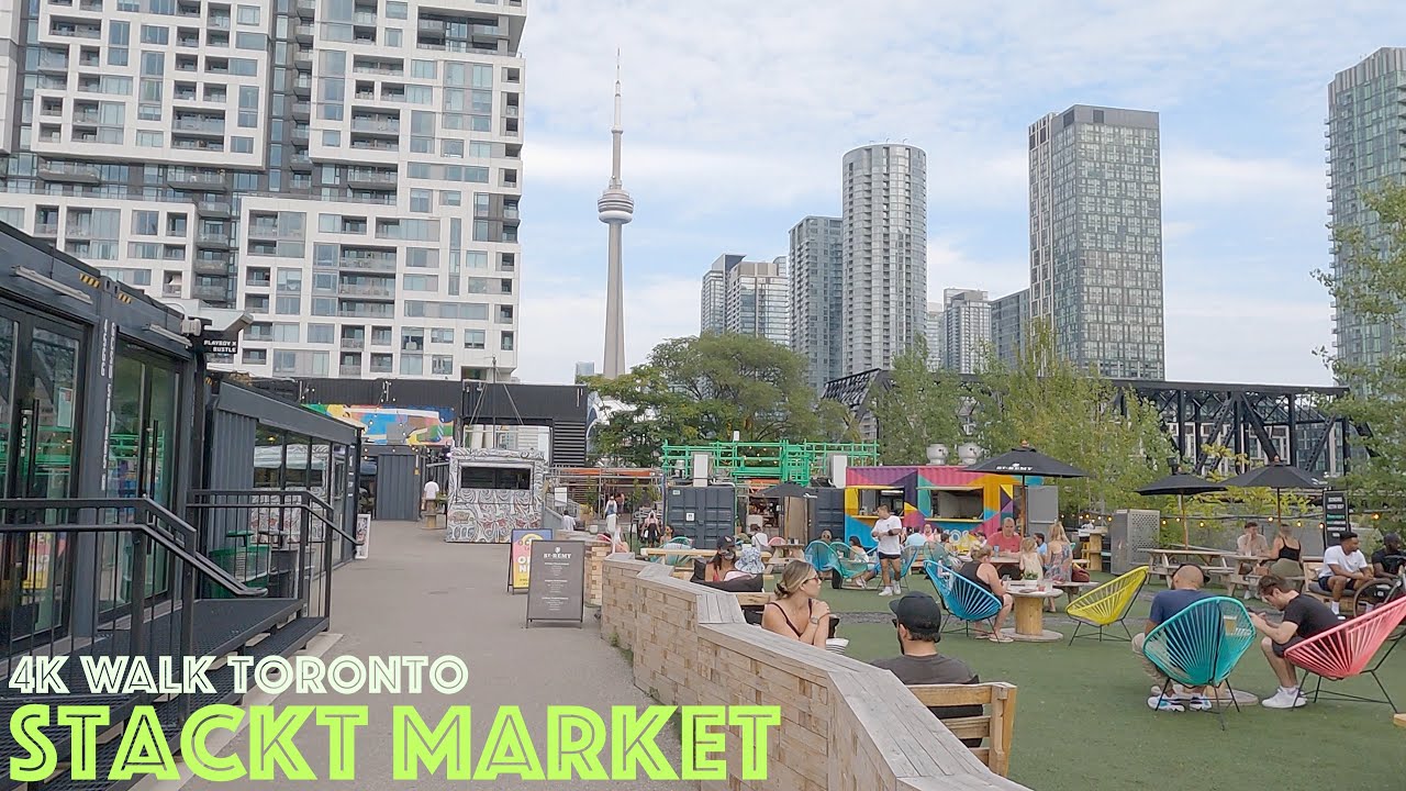 Stackt Market - Bathurst Street - Fort York Blvd. - The Bentway: 4K Walk Downtown Toronto, Canada