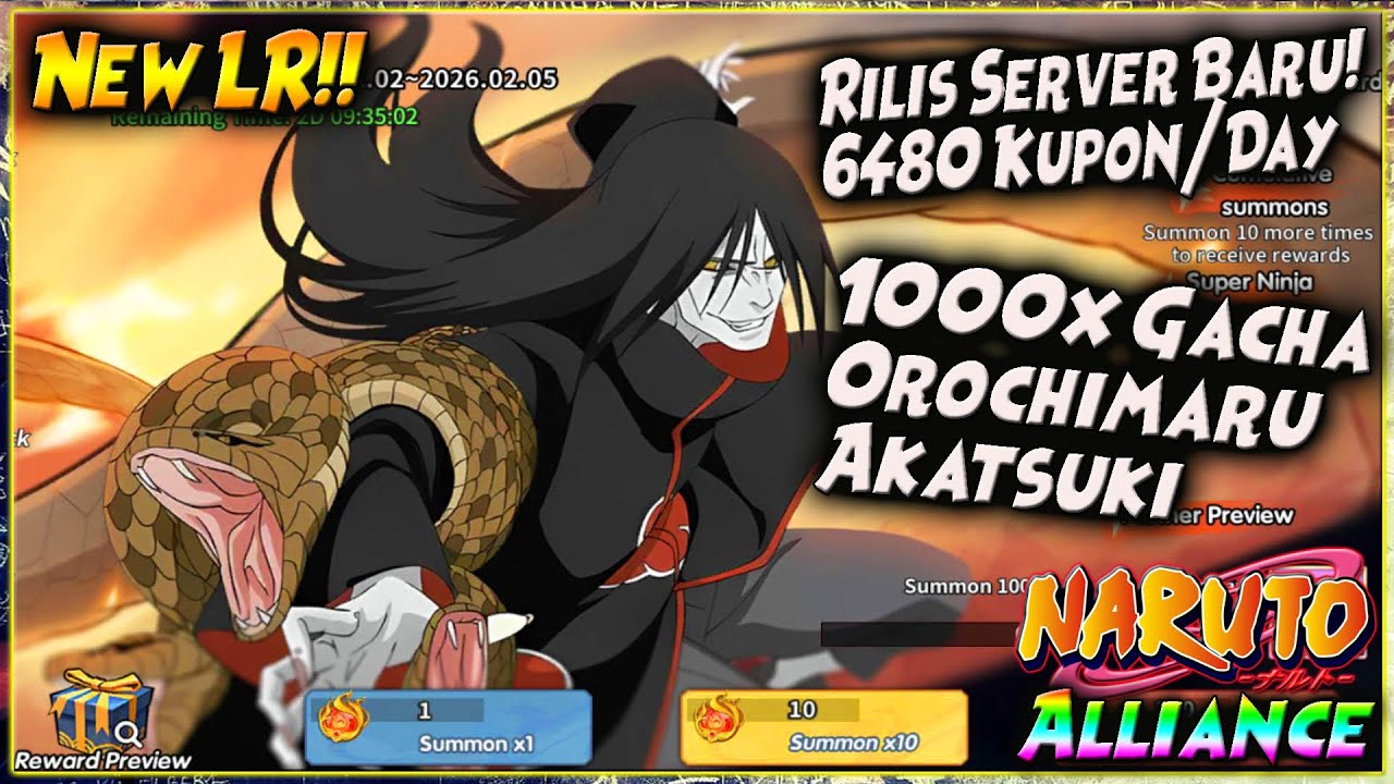 RILIS NEW SERVER! 6480 KUPON! 1000x GACHA LR OROCHIMARU AKATSUKI 