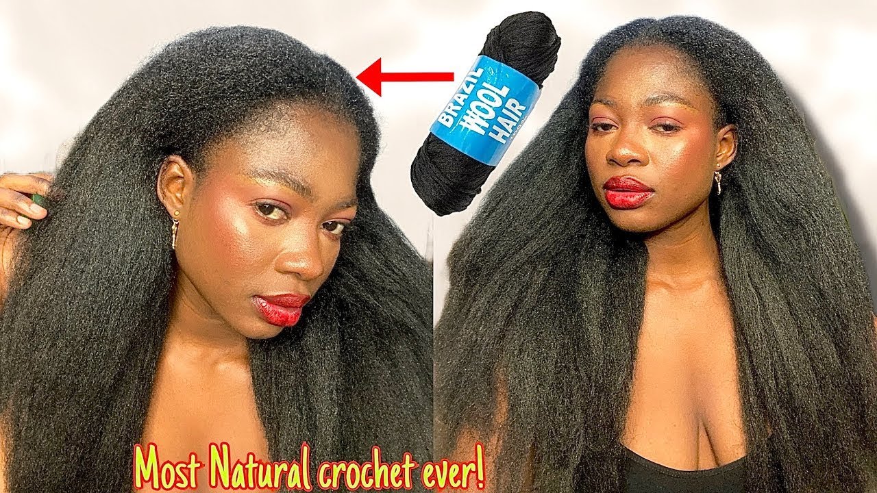 SHE BROKE THE CODE 🔥😳 how to fake long natural blowout with Brazilian wool , $1 crochet hairstyle