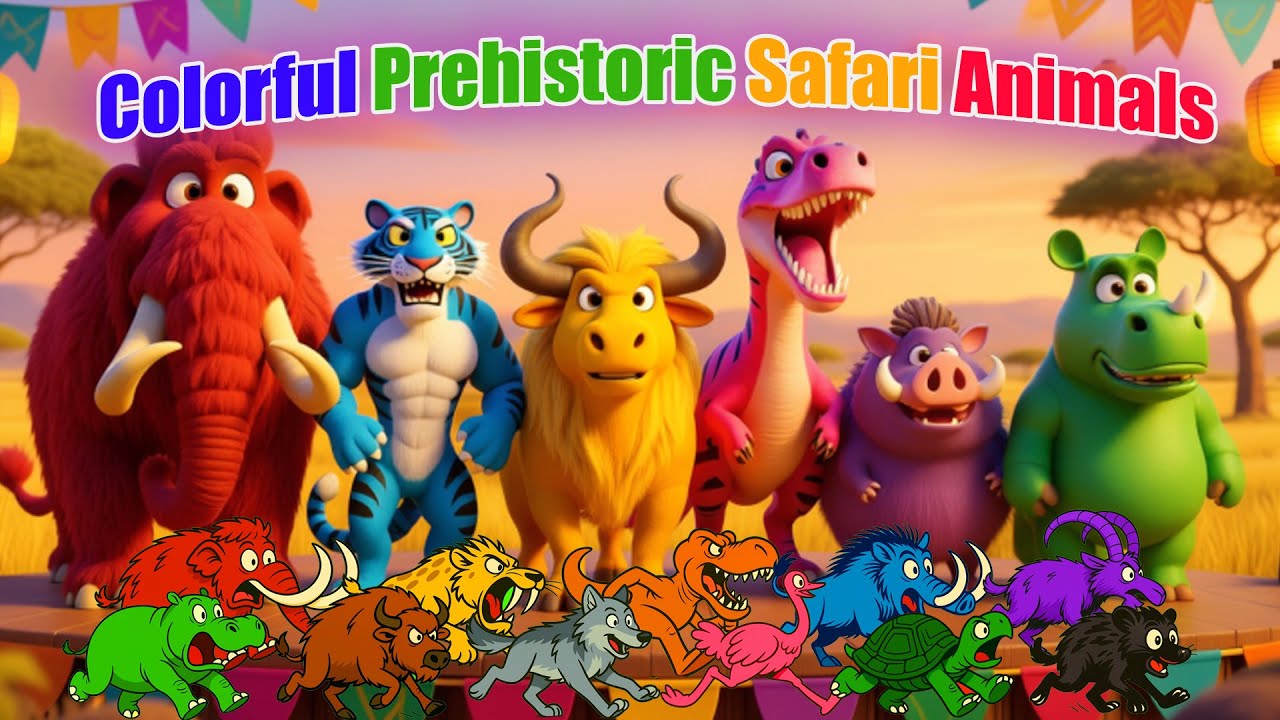 Colorful Prehistoric Safari Animals | Animal Colorful Magic | Zazzy Melody