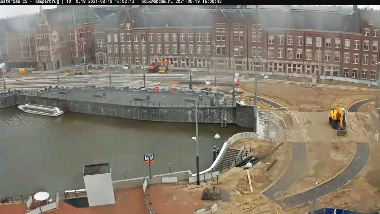 Kamperbrug (Amsterdam) Stationseiland - Centraal station Timelapse Tram Track Renewal  (10/2021)