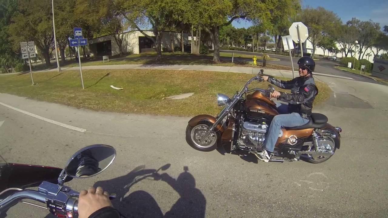 Boss Hoss motorcycle March 2013 demo ride .Norwegian group.