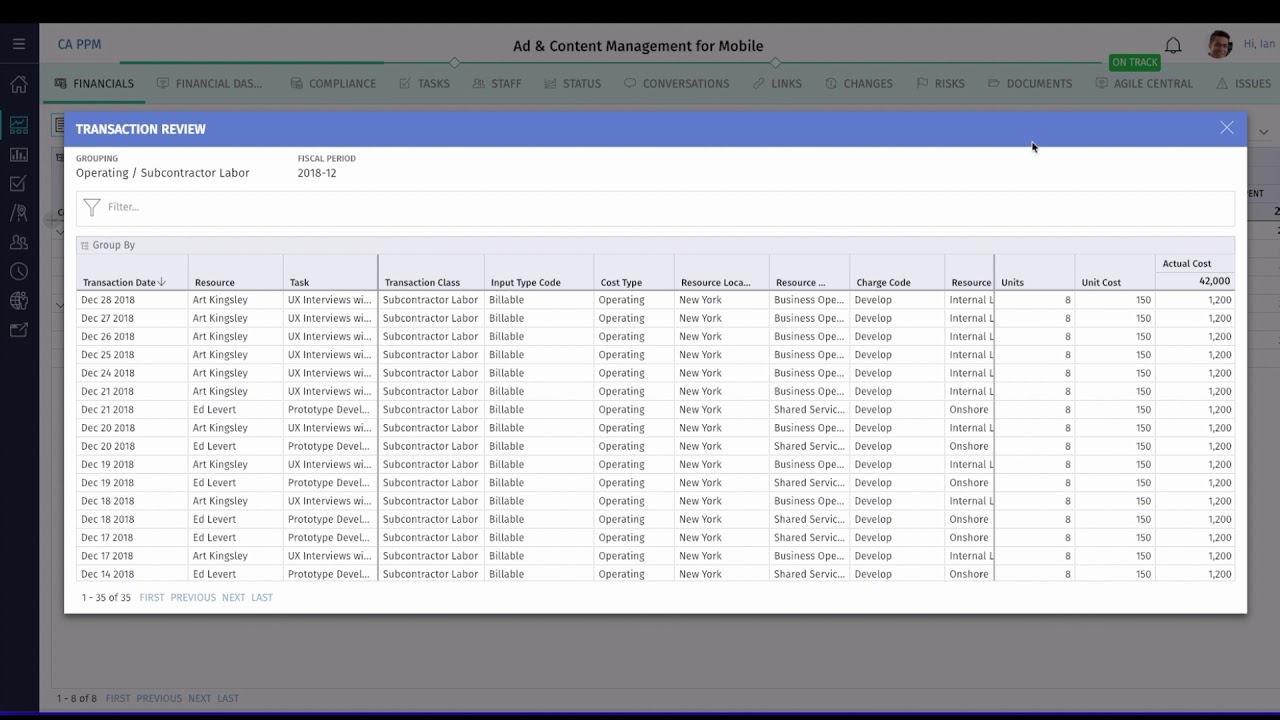 Clarity PPM  |  Project Financials