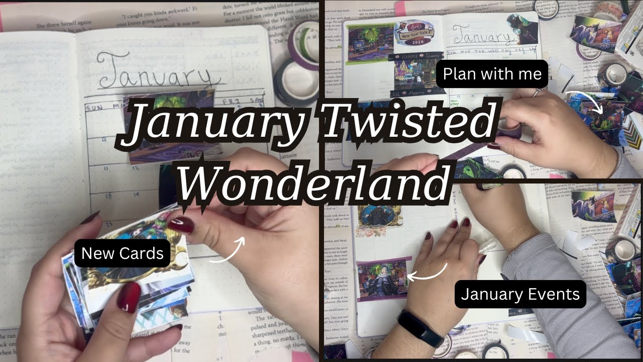 January Set Up Decoration with January Twisted wonderland cards (Groovy spoilers) @RoseGoldLibrary