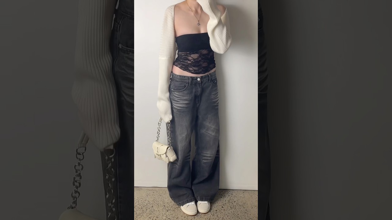 easy + cute way to style baggy jeans!!🥹😍 #outfitideas #baggyjeans #jeans #fashion #ootd #style