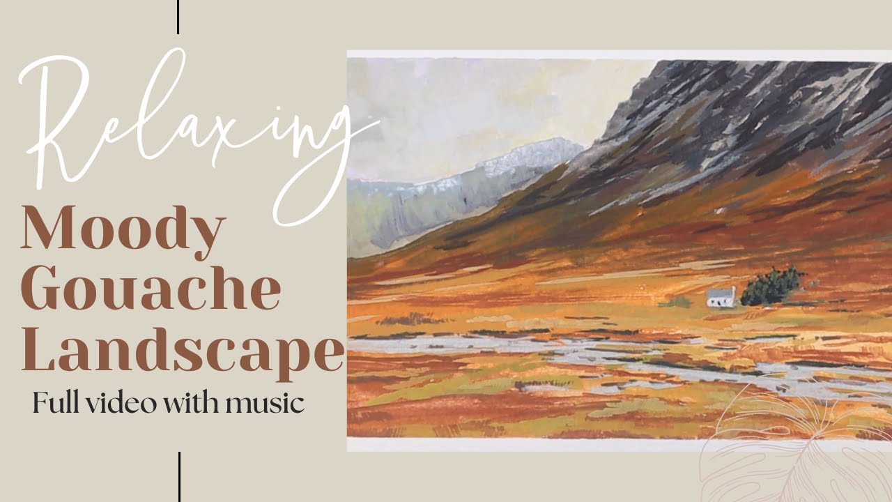 Moody gouache landscape | Full painting video with relaxing music | Scotland scene