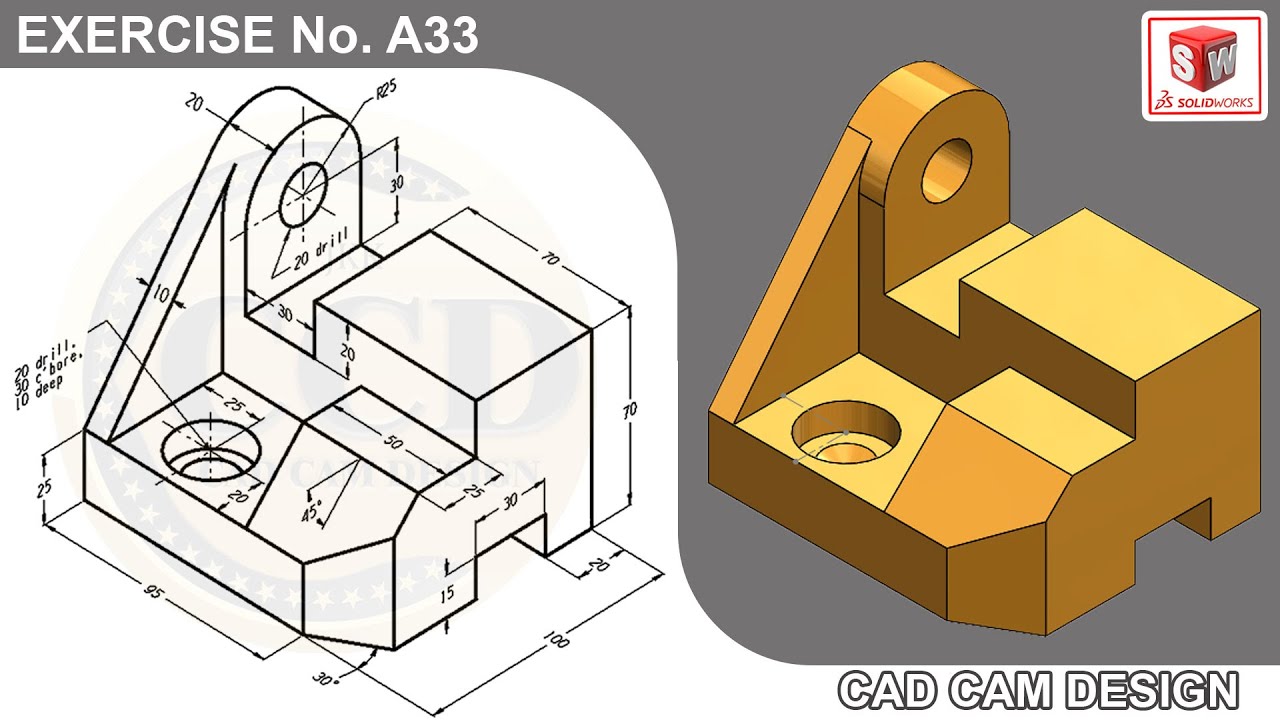 SolidWorks Tutorial for beginners Exercise A33