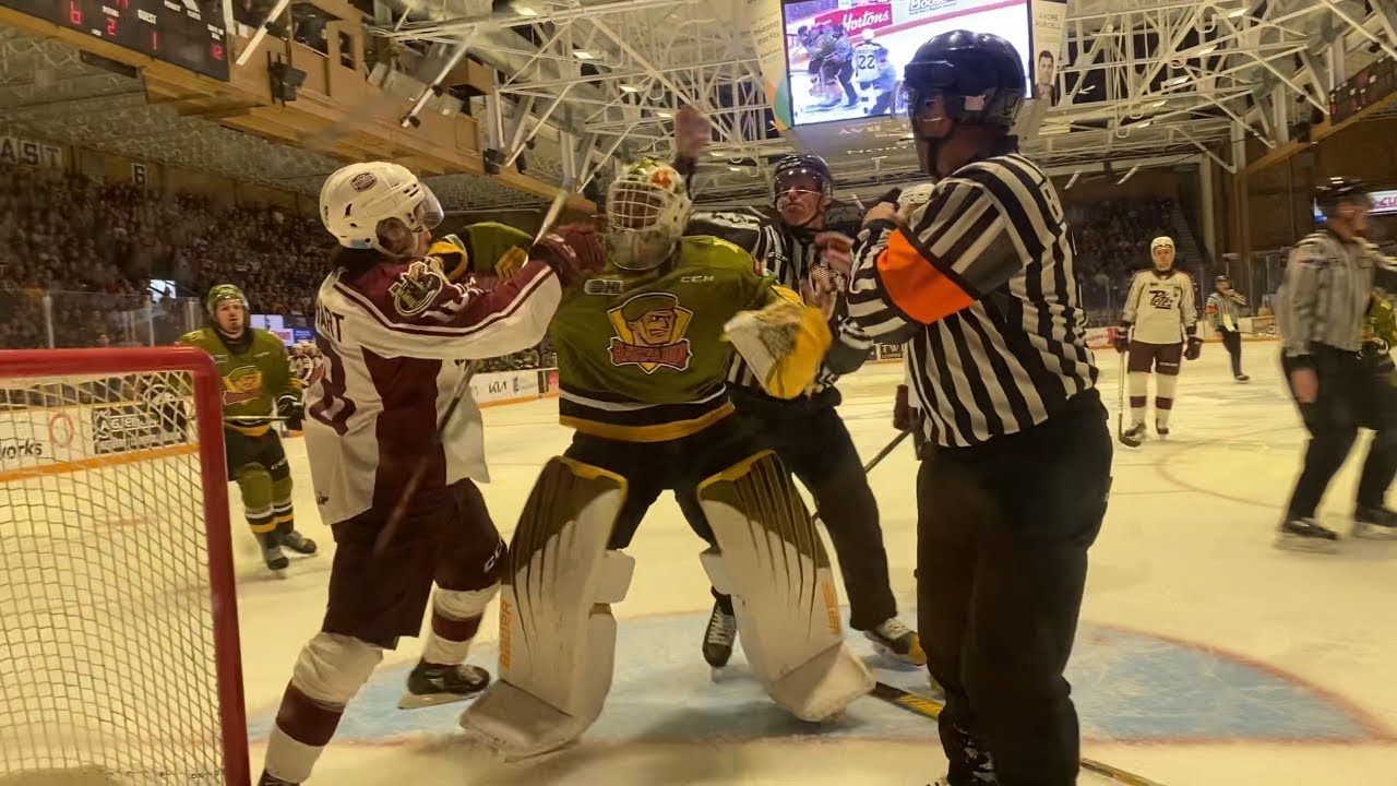 Petes@Battalion G5 R3 Playoffs GOAL + LINE BRAWL + FIGHT AFTER FACEOFF